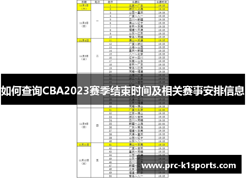 如何查询CBA2023赛季结束时间及相关赛事安排信息 如何查询CBA2023赛季结束时间及相关赛事安排信息